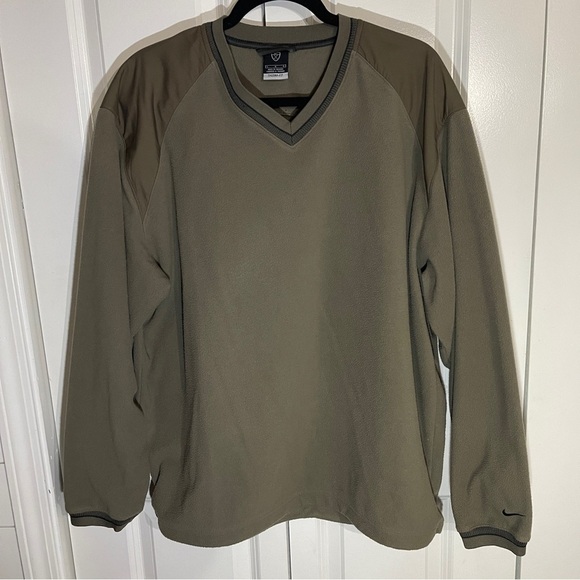 Nike Other - Men’s Nike Golf V-Neck Therma Fit Pullover Windbreaker Size Large Beige Khaki